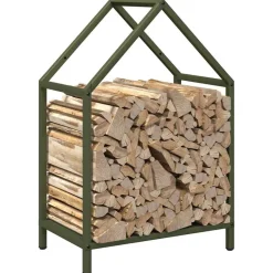VIDAXL - Portant de bois chauffage vert olive 40x25x60 cm