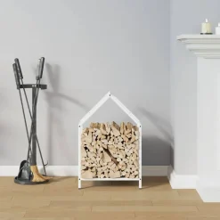 VIDAXL - Portant de bois chauffage blanc 40x25x60 cm