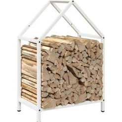 VIDAXL - Portant de bois chauffage blanc 40x25x60 cm