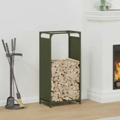 VIDAXL - Portant de bois chauffage vert olive 44x28x90 cm