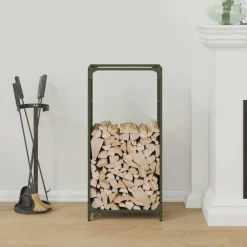 VIDAXL - Portant de bois chauffage vert olive 44x28x90 cm