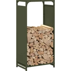 VIDAXL - Portant de bois chauffage vert olive 44x28x90 cm