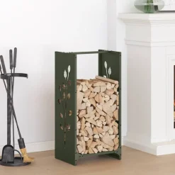 VIDAXL - Portant de bois chauffage vert olive 40x30x80 cm
