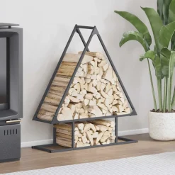 VIDAXL - Portant de bois chauffage anthracite 80x25x90 cm