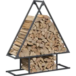 VIDAXL - Portant de bois chauffage anthracite 80x25x90 cm