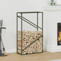 VIDAXL - Portant de bois chauffage vert olive 60x25x100 cm