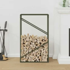 VIDAXL - Portant de bois chauffage vert olive 60x25x100 cm