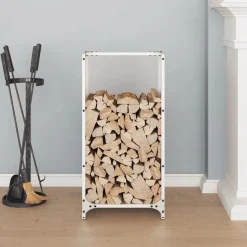 VIDAXL - Portant de bois chauffage blanc 40x30x80 cm