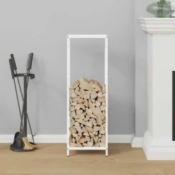 VIDAXL - Portant de bois chauffage blanc 34x25x100 cm