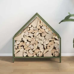 VIDAXL - Portant de bois chauffage vert olive 60x25x60 cm