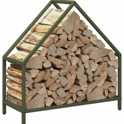 VIDAXL - Portant de bois chauffage vert olive 60x25x60 cm