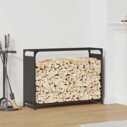 VIDAXL - Portant de bois chauffage noir 90x28x65 cm