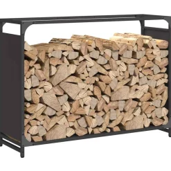 VIDAXL - Portant de bois chauffage noir 90x28x65 cm