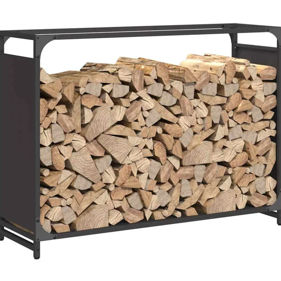 VIDAXL - Portant de bois chauffage noir 90x28x65 cm