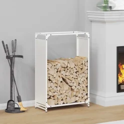 VIDAXL - Portant de bois chauffage blanc 60x28x90 cm