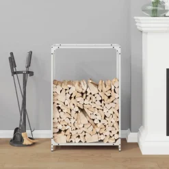 VIDAXL - Portant de bois chauffage blanc 60x28x90 cm