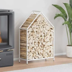 VIDAXL - Portant de bois chauffage blanc 60x25x90 cm