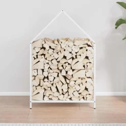 VIDAXL - Portant de bois chauffage blanc 60x25x90 cm
