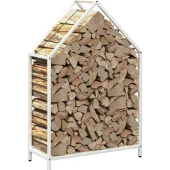 VIDAXL - Portant de bois chauffage blanc 60x25x90 cm