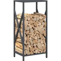 VIDAXL - Portant de bois chauffage anthracite 34x25x70 cm
