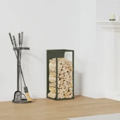 VIDAXL - Portant de bois chauffage vert olive 25x25x60 cm
