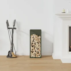 VIDAXL - Portant de bois chauffage vert olive 25x25x60 cm