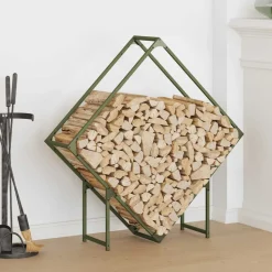 VIDAXL - Portant de bois chauffage vert olive 100x25x100 cm