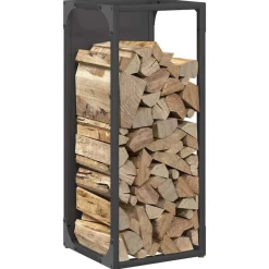 VIDAXL - Portant de bois chauffage noir 25x25x60 cm