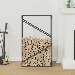 VIDAXL - Portant de bois chauffage noir 60x25x100 cm