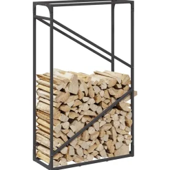 VIDAXL - Portant de bois chauffage noir 60x25x100 cm