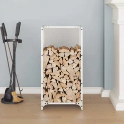 VIDAXL - Portant de bois chauffage blanc 40x30x80 cm
