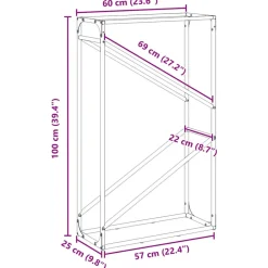 VIDAXL - Portant de bois chauffage anthracite 60x25x100 cm