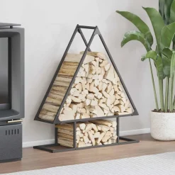 VIDAXL - Portant de bois chauffage noir 80x25x90 cm