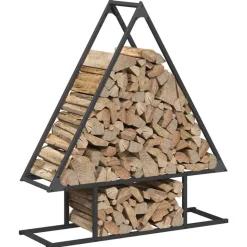 VIDAXL - Portant de bois chauffage noir 80x25x90 cm