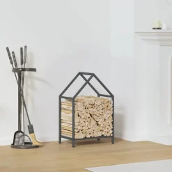 VIDAXL - Portant de bois chauffage anthracite 40x25x60 cm