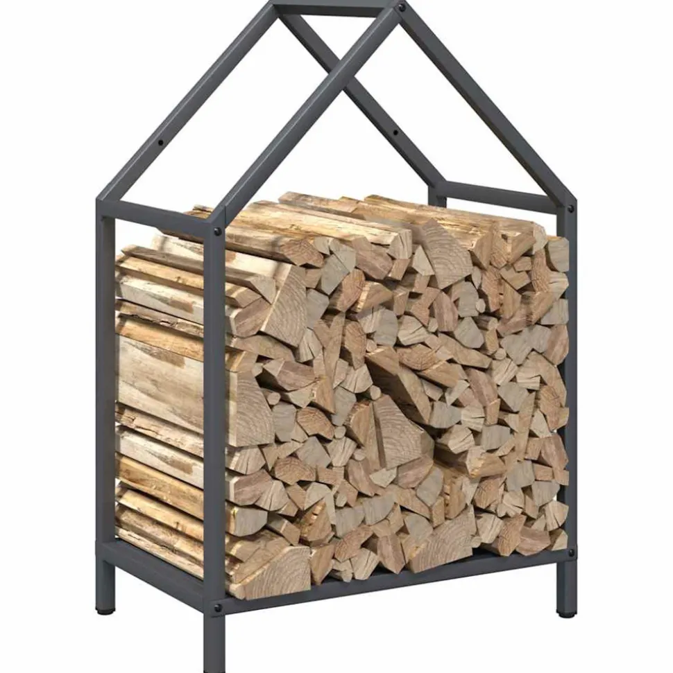 VIDAXL - Portant de bois chauffage anthracite 40x25x60 cm