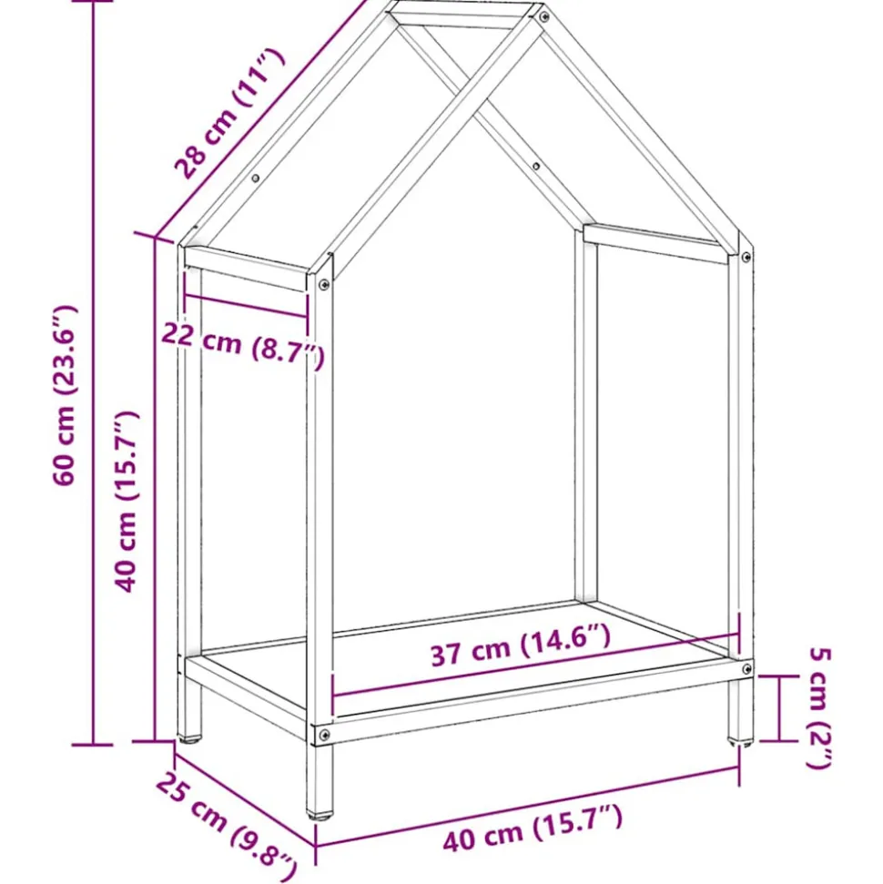 VIDAXL - Portant de bois chauffage anthracite 40x25x60 cm