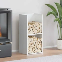 VIDAXL - Portant de bois chauffage blanc 40x30x80 cm