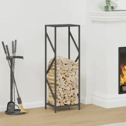 VIDAXL - Portant de bois chauffage noir 34x25x100 cm