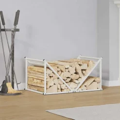VIDAXL - Portant de bois chauffage blanc 70x43x34,5 cm