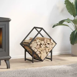 VIDAXL - Portant de bois chauffage noir 50x25x50 cm