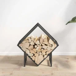 VIDAXL - Portant de bois chauffage noir 50x25x50 cm