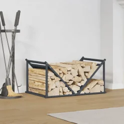 VIDAXL - Portant de bois chauffage anthracite 70x43x34,5 cm