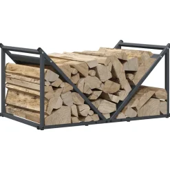 VIDAXL - Portant de bois chauffage anthracite 70x43x34,5 cm