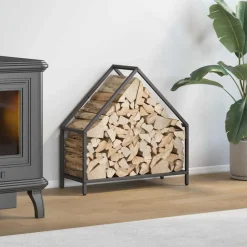 VIDAXL - Portant de bois chauffage noir 60x25x60 cm