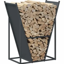 VIDAXL - Portant de bois chauffage anthracite 69,5x35x81 cm