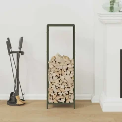 VIDAXL - Portant de bois chauffage vert olive 34x25x100 cm