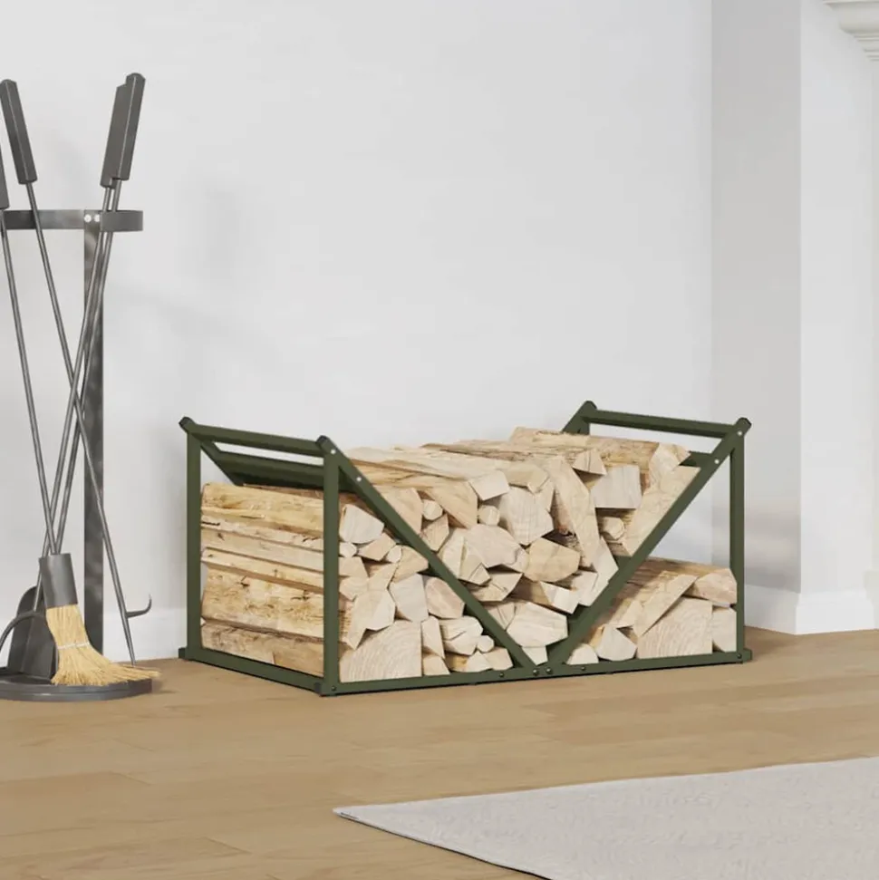 VIDAXL - Portant de bois chauffage vert olive 70x43x34,5 cm