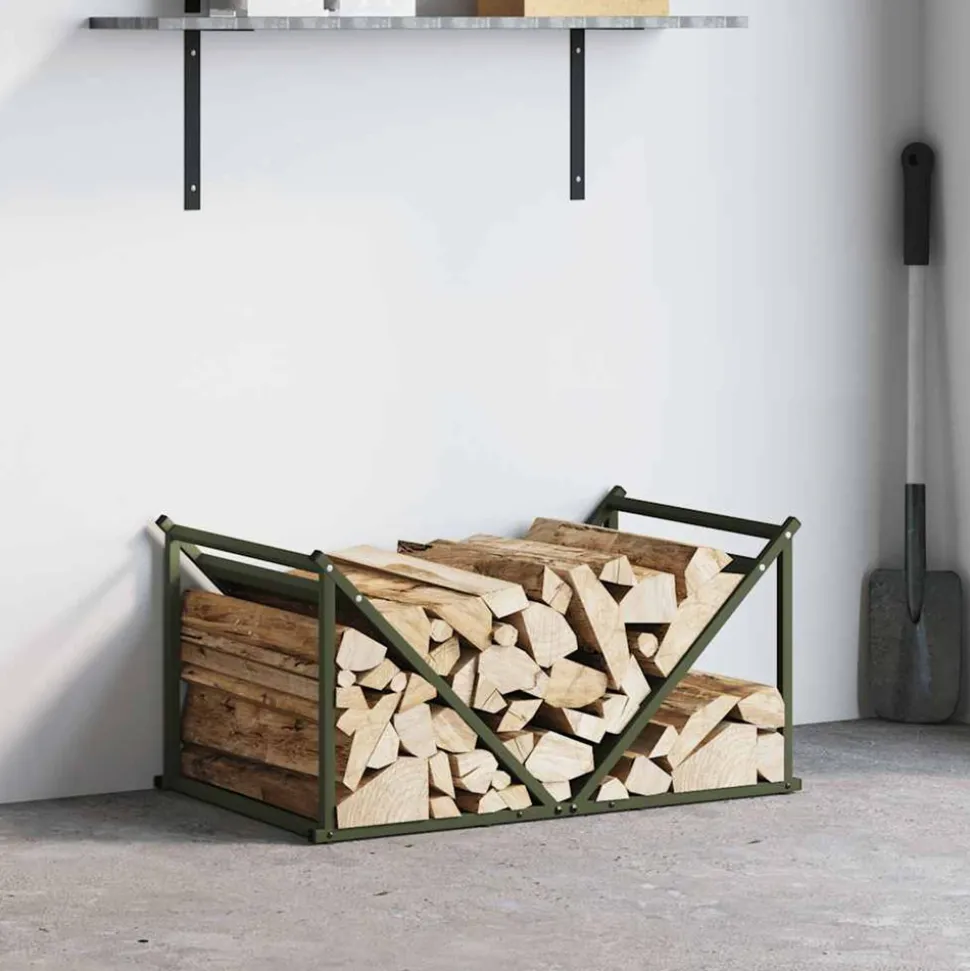 VIDAXL - Portant de bois chauffage vert olive 70x43x34,5 cm