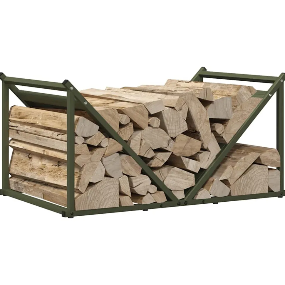 VIDAXL - Portant de bois chauffage vert olive 70x43x34,5 cm
